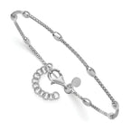 Leslie's Sterling Silver RH-plated Fancy Bead w/1in ext. Bracelet - Image 3