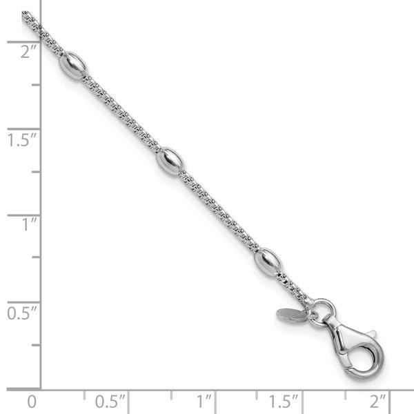 Leslie's Sterling Silver RH-plated Fancy Bead w/1in ext. Bracelet - Image 5