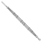 Leslie's SS RH-plated Polished 3-strand Bead w/1in ext. Bracelet - Image 2