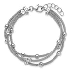Leslie's SS RH-plated Polished 3-strand Bead w/1in ext. Bracelet - Image 4