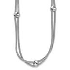 Leslie's SS RH-plated Polished 2-strand Bead w/2.25in ext. Necklace