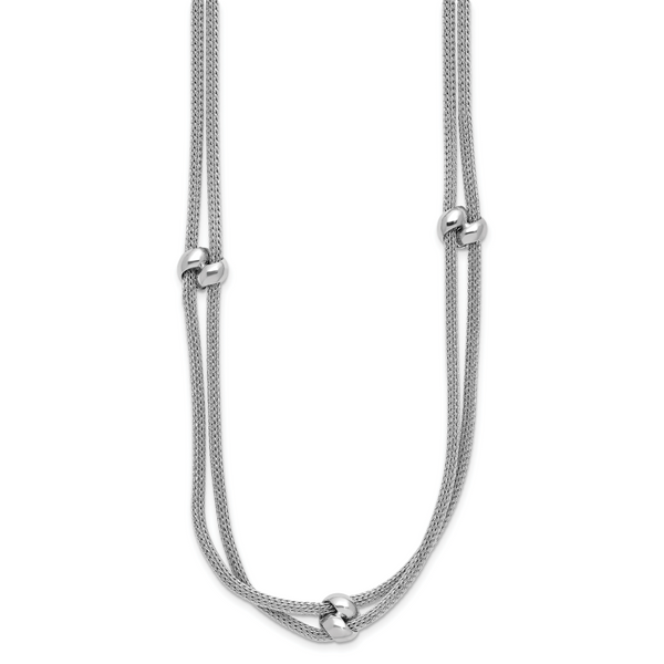 Leslie's SS RH-plated Polished 2-strand Bead w/2.25in ext. Necklace - Image 2