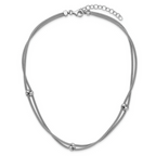 Leslie's SS RH-plated Polished 2-strand Bead w/2.25in ext. Necklace - Image 4