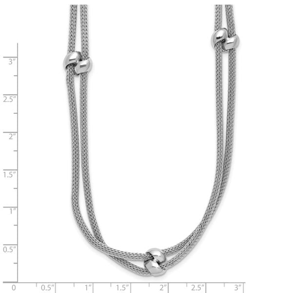 Leslie's SS RH-plated Polished 2-strand Bead w/2.25in ext. Necklace - Image 5