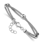 Leslie's SS RH-plated Polished 2-strand Bead w/1in ext. Bracelet - Image 3