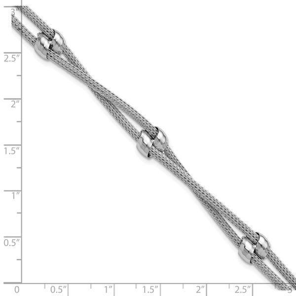 Leslie's SS RH-plated Polished 2-strand Bead w/1in ext. Bracelet - Image 5