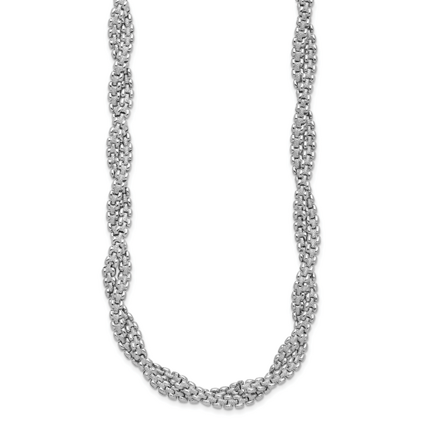 Leslie's SS RH-plated Polish/Texture Braided w/ 2in ext. Necklace - Image 2