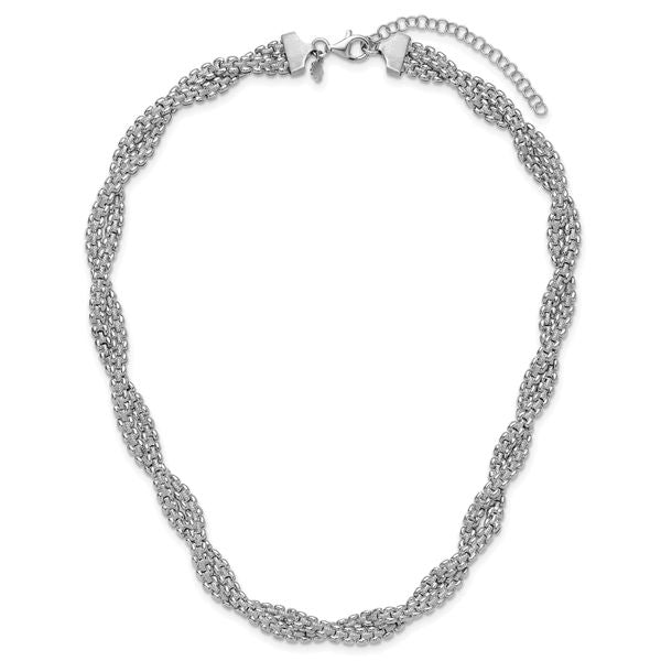 Leslie's SS RH-plated Polish/Texture Braided w/ 2in ext. Necklace - Image 4
