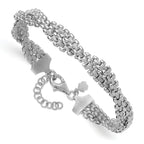 Leslie's SS RH-plated Polish/Texture Braided w/ 1in ext. Bracelet - Image 3