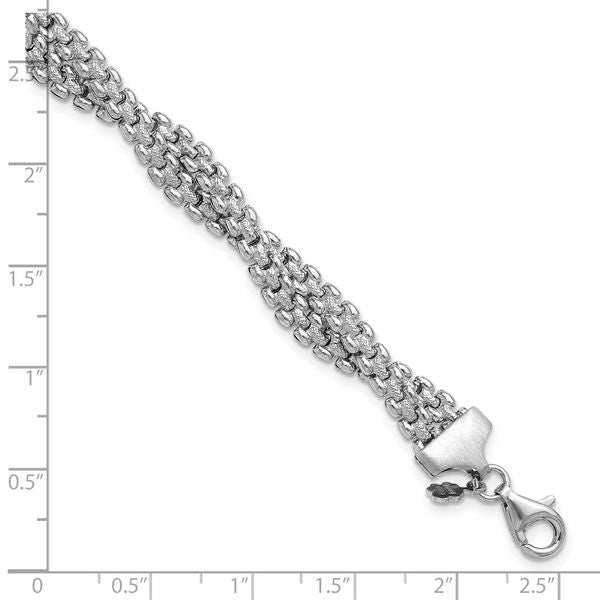 Leslie's SS RH-plated Polish/Texture Braided w/ 1in ext. Bracelet - Image 5