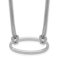 Leslie's SS RH-plat Polish/Dia-cut Oval 2-Strand w/1.25in ext. Necklace