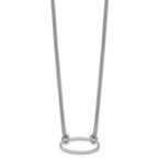 Leslie's SS RH-plat Polish/Dia-cut Oval 2-Strand w/1.25in ext. Necklace - Image 2