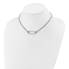 Leslie's SS RH-plat Polish/Dia-cut Oval 2-Strand w/1.25in ext. Necklace - Image 3