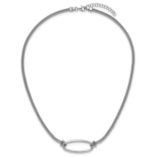 Leslie's SS RH-plat Polish/Dia-cut Oval 2-Strand w/1.25in ext. Necklace - Image 4