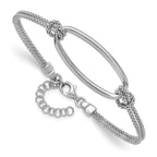 Leslie's SS RH-plat Polish/Dia-cut Oval 2-Strand w/1.25in ext. Bracelet - Image 3