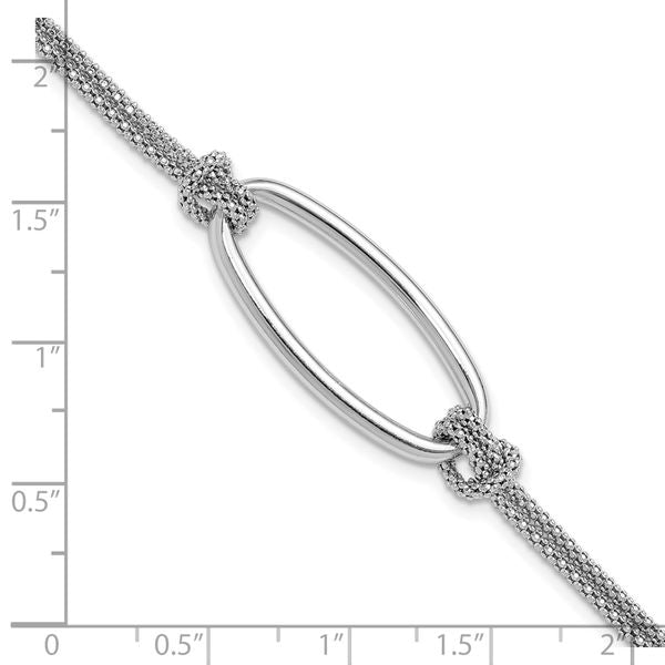 Leslie's SS RH-plat Polish/Dia-cut Oval 2-Strand w/1.25in ext. Bracelet - Image 5