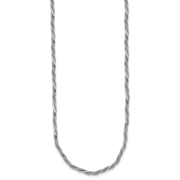 Leslie's SS RH-plated Polish/Texture Braided w/1.5in ext. Necklace - Image 2