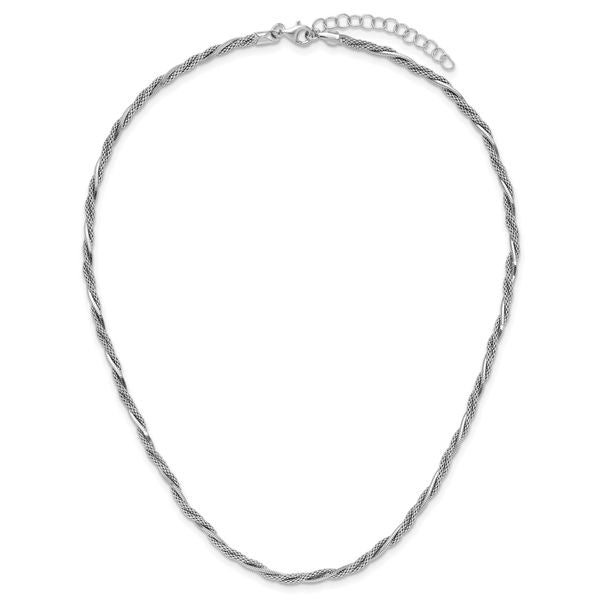 Leslie's SS RH-plated Polish/Texture Braided w/1.5in ext. Necklace - Image 4