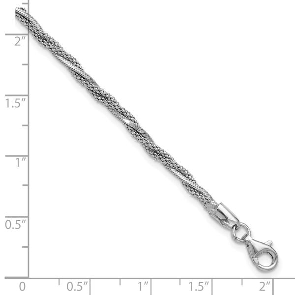 Leslie's SS RH-plated Polish/Texture Braided w/ .75in ext. Bracelet - Image 5