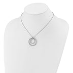 Leslie's SS RH-plated Polished / Dia-cut Circle w/ 2in ext. Necklace - Image 3