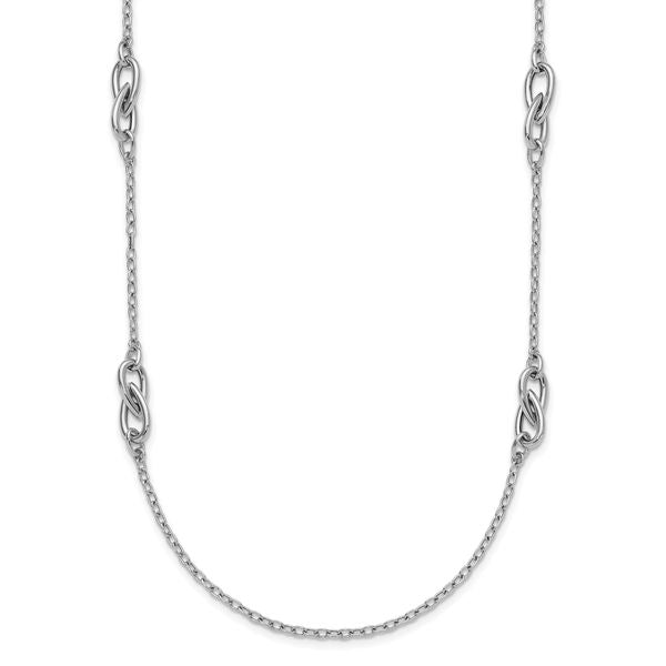 Leslie's Sterling Silver RH-plate Polish Fancy Link w/2in ext. Necklace