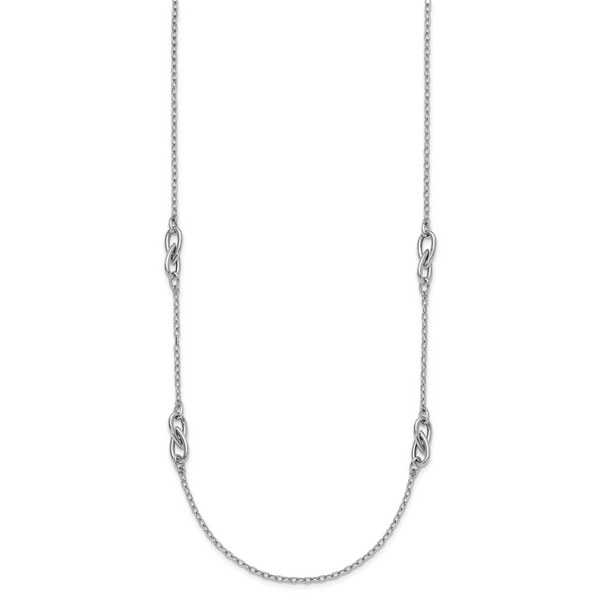 Leslie's Sterling Silver RH-plate Polish Fancy Link w/2in ext. Necklace - Image 2