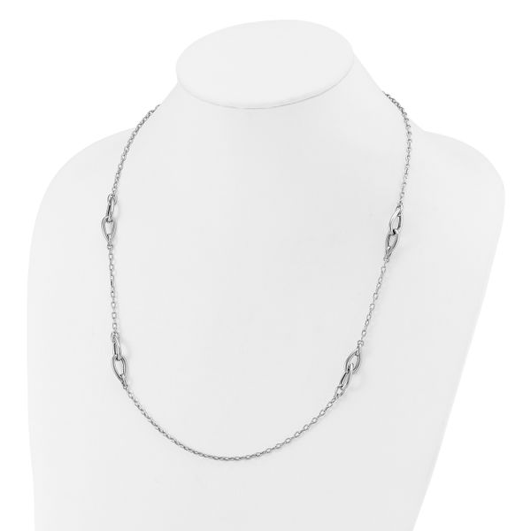 Leslie's Sterling Silver RH-plate Polish Fancy Link w/2in ext. Necklace - Image 3