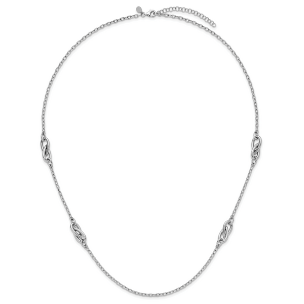 Leslie's Sterling Silver RH-plate Polish Fancy Link w/2in ext. Necklace - Image 4