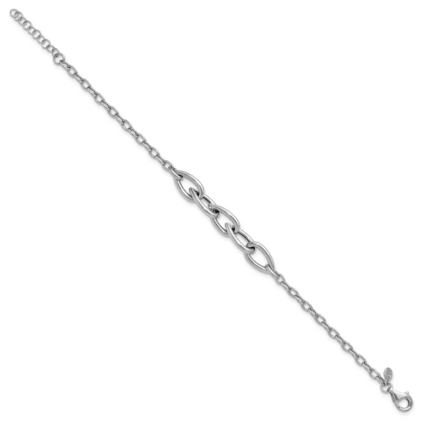 Leslie's Sterling Silver RH-plate Polish Fancy Link w/ 1in ext. Bracelet - Image 2
