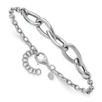 Leslie's Sterling Silver RH-plate Polish Fancy Link w/ 1in ext. Bracelet - Image 3