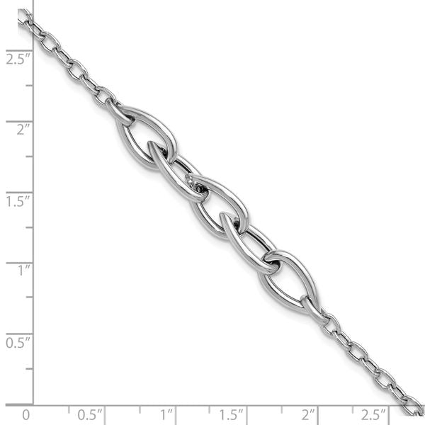 Leslie's Sterling Silver RH-plate Polish Fancy Link w/ 1in ext. Bracelet - Image 5