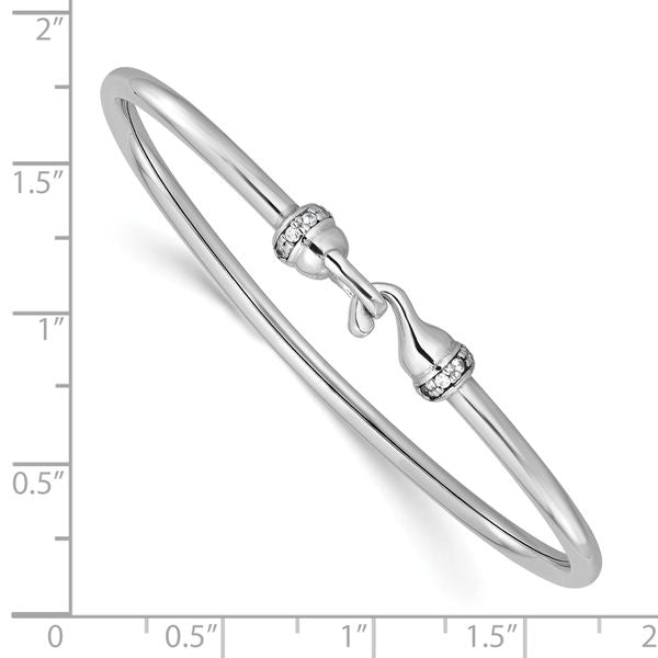Leslie's Sterling Silver RH-plated Polished CZ Flexible Bangle - Image 3