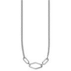 Leslie's SS RH-plat Polish/Dia-cut Fancy 2-strand w/2in ext. Necklace - Image 2