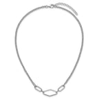 Leslie's SS RH-plat Polish/Dia-cut Fancy 2-strand w/2in ext. Necklace - Image 4