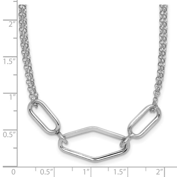Leslie's SS RH-plat Polish/Dia-cut Fancy 2-strand w/2in ext. Necklace - Image 5