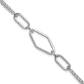 Leslie's SS RH-plat Polish/Dia-cut Fancy 2-strand w/.75in ext. Bracelet