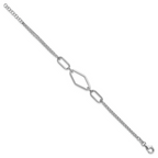 Leslie's SS RH-plat Polish/Dia-cut Fancy 2-strand w/.75in ext. Bracelet - Image 2