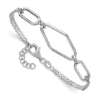 Leslie's SS RH-plat Polish/Dia-cut Fancy 2-strand w/.75in ext. Bracelet - Image 3