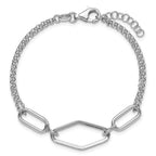 Leslie's SS RH-plat Polish/Dia-cut Fancy 2-strand w/.75in ext. Bracelet - Image 4