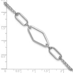 Leslie's SS RH-plat Polish/Dia-cut Fancy 2-strand w/.75in ext. Bracelet - Image 5