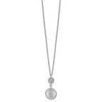Leslie's SS RH-plated CZ Polish/Grooved Circle w/2in ext. Necklace - Image 2