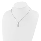 Leslie's SS RH-plated CZ Polish/Grooved Circle w/2in ext. Necklace - Image 3