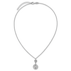 Leslie's SS RH-plated CZ Polish/Grooved Circle w/2in ext. Necklace - Image 4