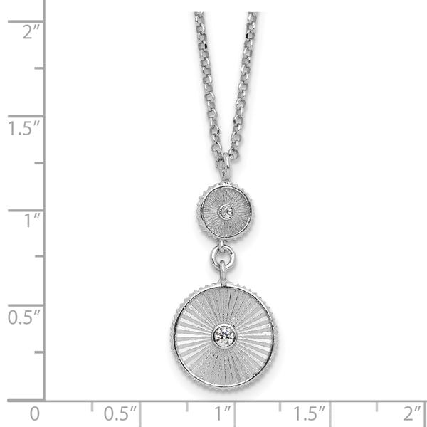 Leslie's SS RH-plated CZ Polish/Grooved Circle w/2in ext. Necklace - Image 5