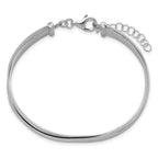 Leslie's Sterling Silver RH-plate Scratch Finish w/Safety Clasp Bangle - Image 2