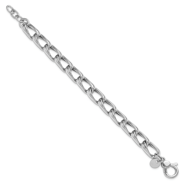 Leslie's SS RH-plated Polished Fancy Link w/.5in ext. Bracelet - Image 2