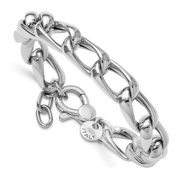 Leslie's SS RH-plated Polished Fancy Link w/.5in ext. Bracelet - Image 3