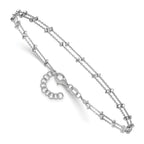 Leslie's SS RH-plated Polish/Dia-cut 2-Strand 9in Plus 1in ext. Anklet - Image 3