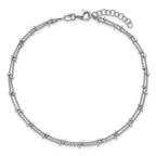 Leslie's SS RH-plated Polish/Dia-cut 2-Strand 9in Plus 1in ext. Anklet - Image 4