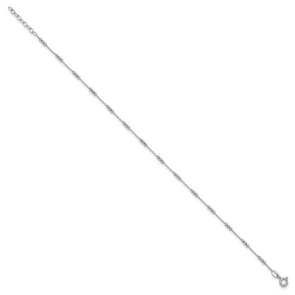 Leslie's SS RH-plated Polished Bead Station 9in Plus 1in ext. Anklet - Image 2